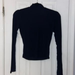 Ribbed black mock neck long sleeve